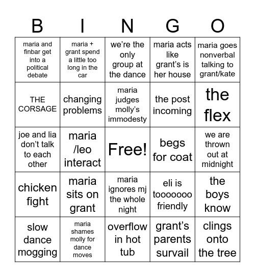 maria’s mil domination Bingo Card