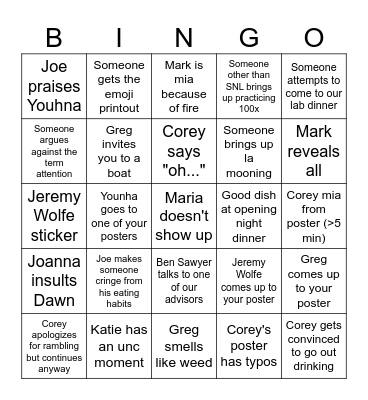 VSS Bingo Card