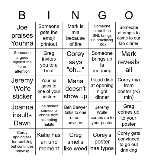 VSS Bingo Card