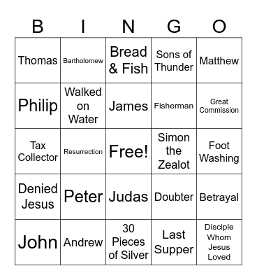 Disciples Bingo Card