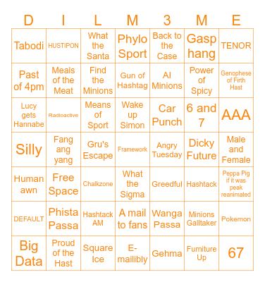 Despicable Me 3 Bingo Card