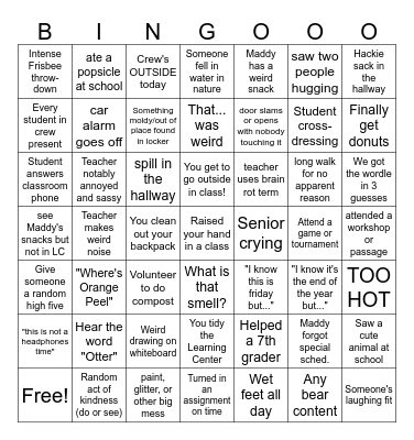 30-Crew Bingo Card