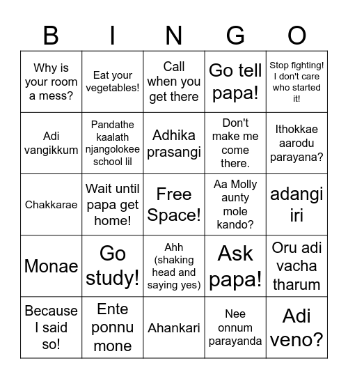 Mother's Day Bingo with a Twist! Bingo Card