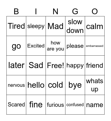 ASL Bingo Card