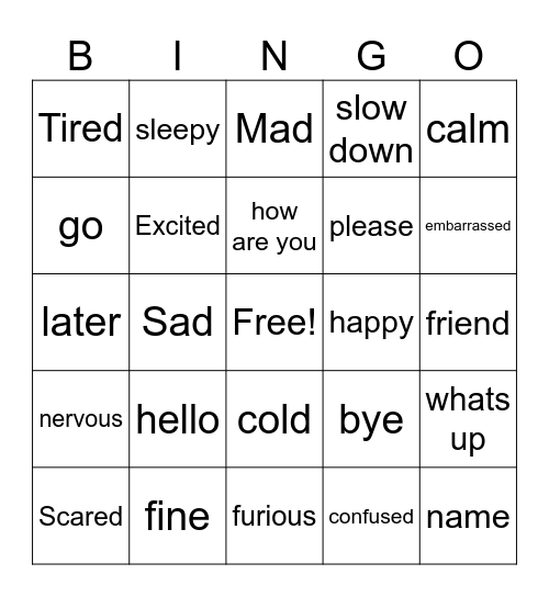 ASL Bingo Card