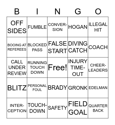 SUPER BOWL BINGO Card