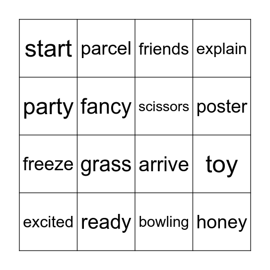 Spotty's Birthday Bingo Card