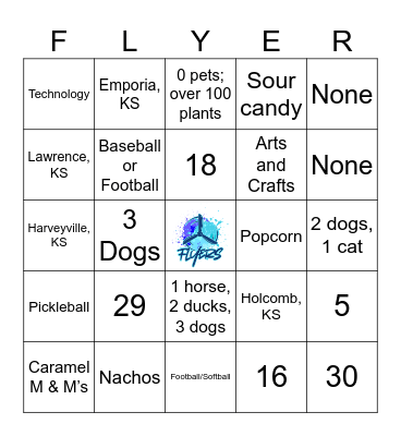 Flyers Teacher Bingo Card