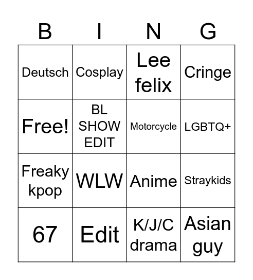 tiktok fyp bingo Card