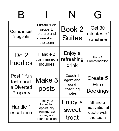 Lead Agent Bingo Card