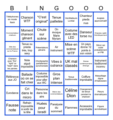 Eurovision 2026 Bingo Card