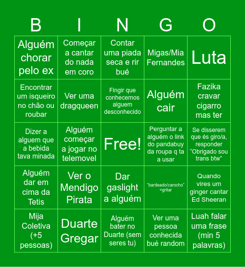 Bingo Bairro Alto Bingo Card