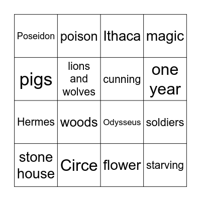 Odyssey Ch 2 Bingo Card