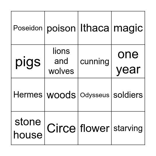 Odyssey Ch 2 Bingo Card