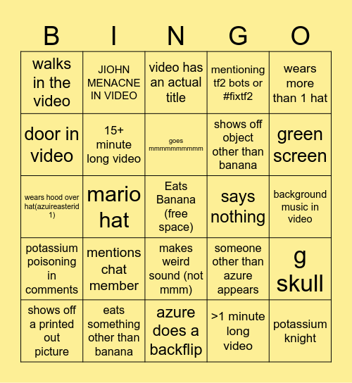 gazure bingo Card