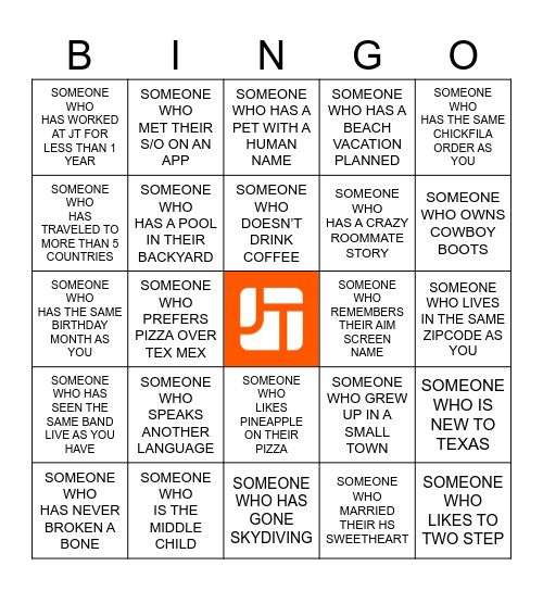 JT BINGO Card