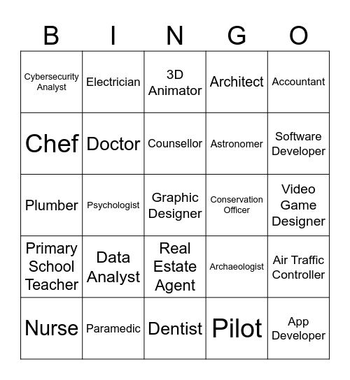 Career Bingo Card
