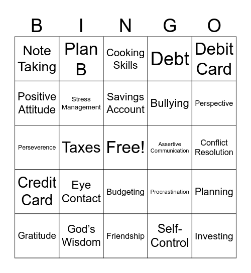 PCL Bingo Card