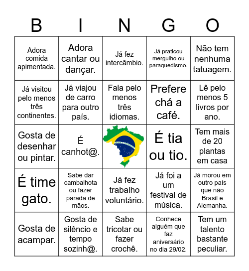 Encontre alguém que... Bingo Card