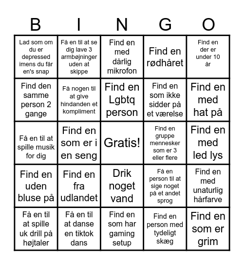 Ome.tv bingo Card
