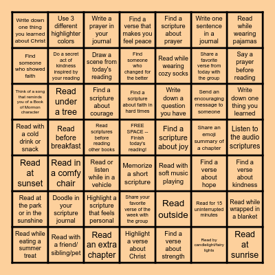 Scripture Study Bingo Card