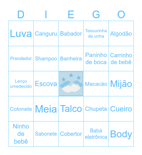 Bingo do Bebê Bingo Card