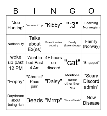 Steph Discord Bingo Card