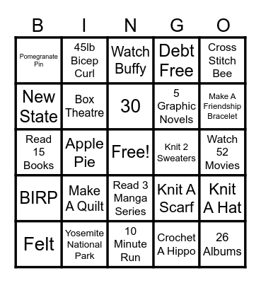 2026 Bingo Card