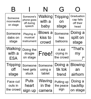 Graduation Bingo Card