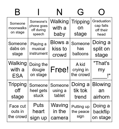 Graduation Bingo Card