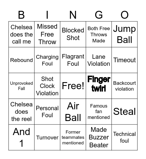 Aces vs Sun Bingo Card