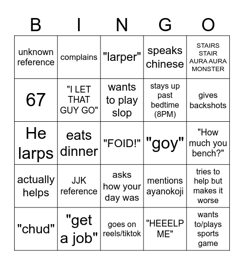 Zytho bingo Card