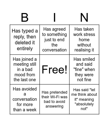 PI Bingo Card