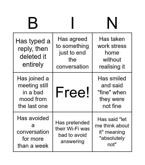 PI Bingo Card
