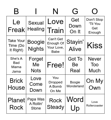 Oldies Bingo Card