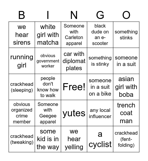 Ottawa Bingo Card