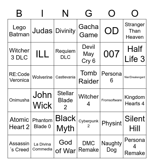 Summer Game Fest Bingo Card