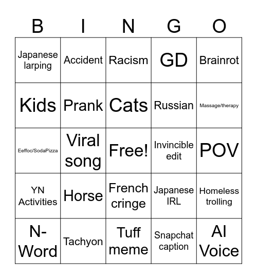 Reel Bingo Card