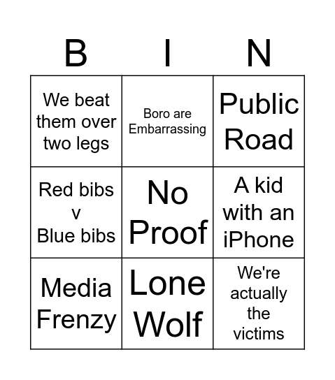 Southampton Bingo Card Bingo Card