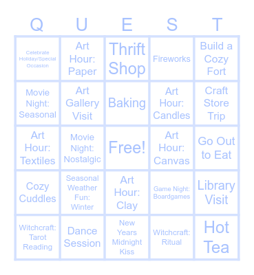 JANUARY Bingo Card