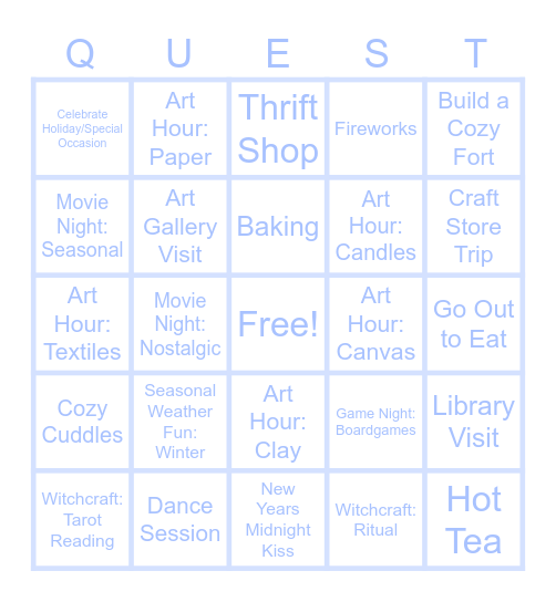 JANUARY Bingo Card