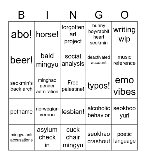 Lager Bingo Card
