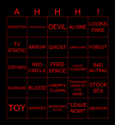 HORROR VIDS Bingo Card