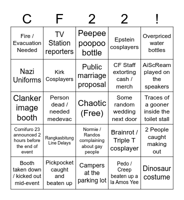 Comifuro Bingo Card