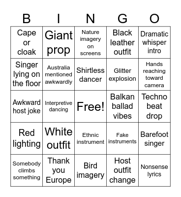 Eurovision Vienna 2026 @ Napoleons Bingo Card