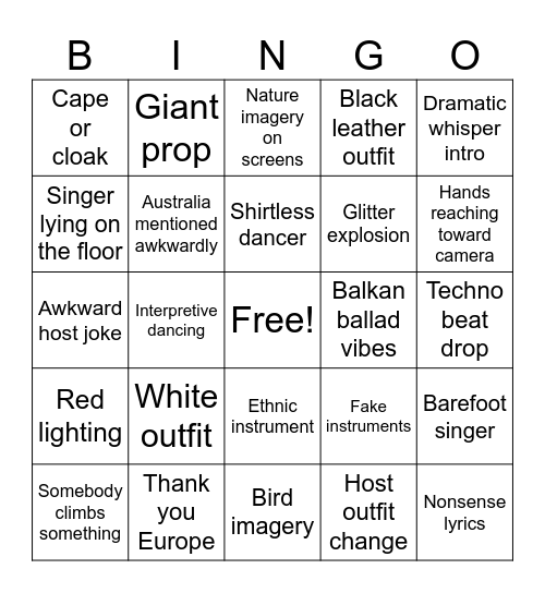 Eurovision Vienna 2026 @ Napoleons Bingo Card