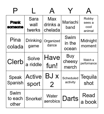 CANCUN Bingo Card