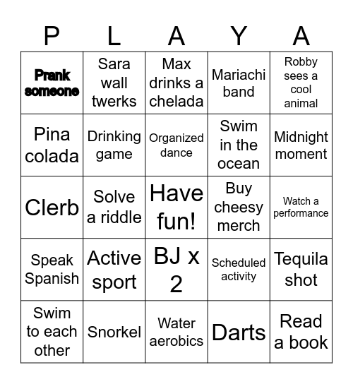 CANCUN Bingo Card