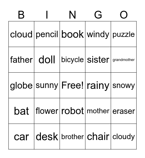 Review Bingo Card