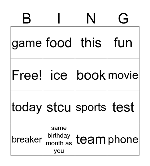 Untitled Bingo Card